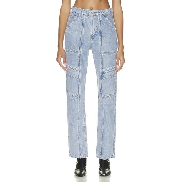 Agolde Denim - AGOLDE Cooper Cargo Blue Denim High Rise Straight Leg Jeans Size 24
